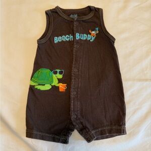 Carter”s 0-3M Infant Boy Brown Beach Buddy Baby Romper